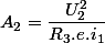 A_{2}=\dfrac{U_{2}^{2}}{R_{3}.e.i_{1}}